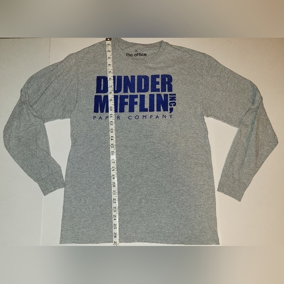 the Office Dunder Mifflin Paper Company Logo Grey Long Sleeve T shirt - Picture 4 of 6